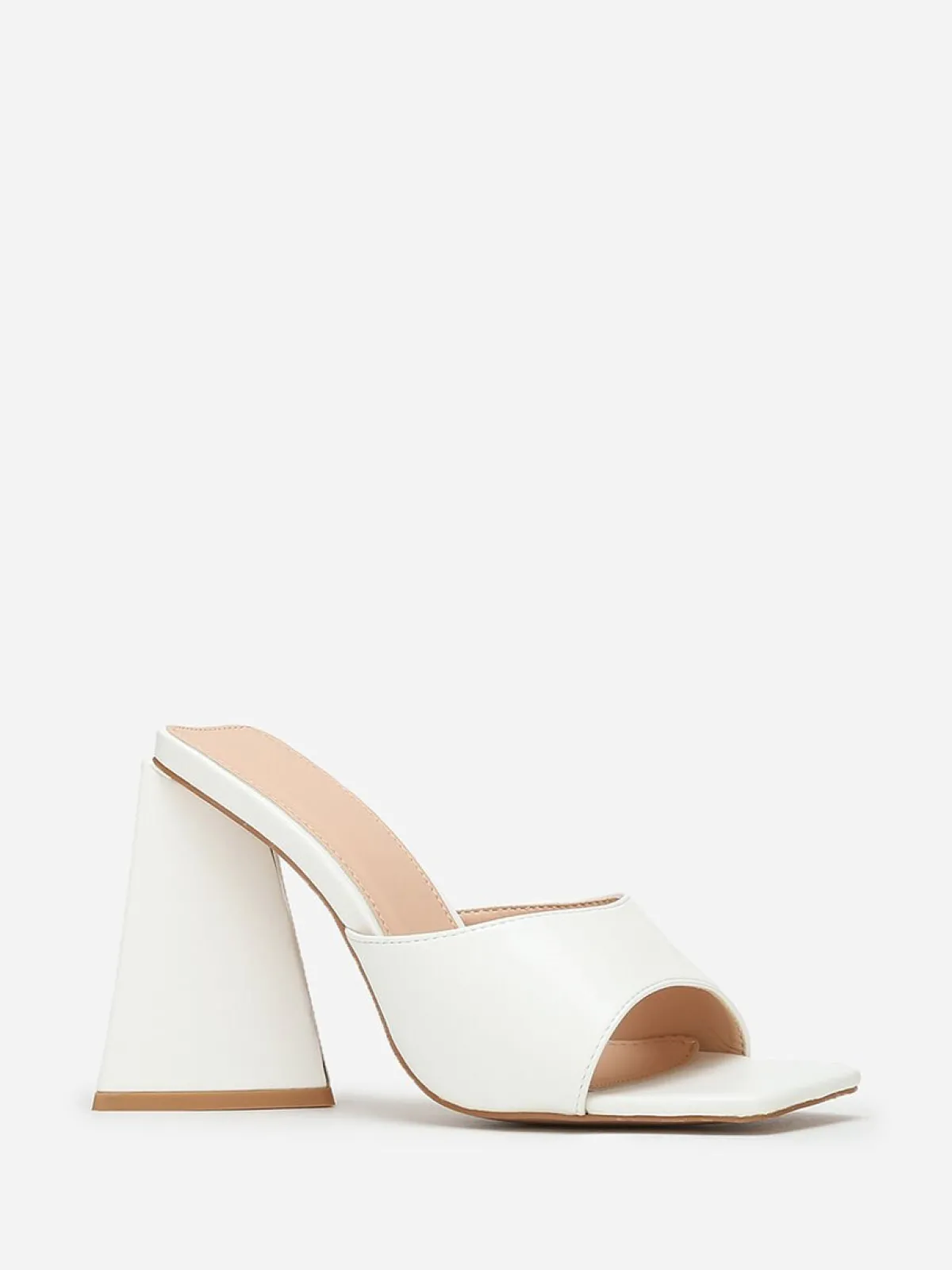 New La Modeuse Mules en simili à large talon triangle Blanc