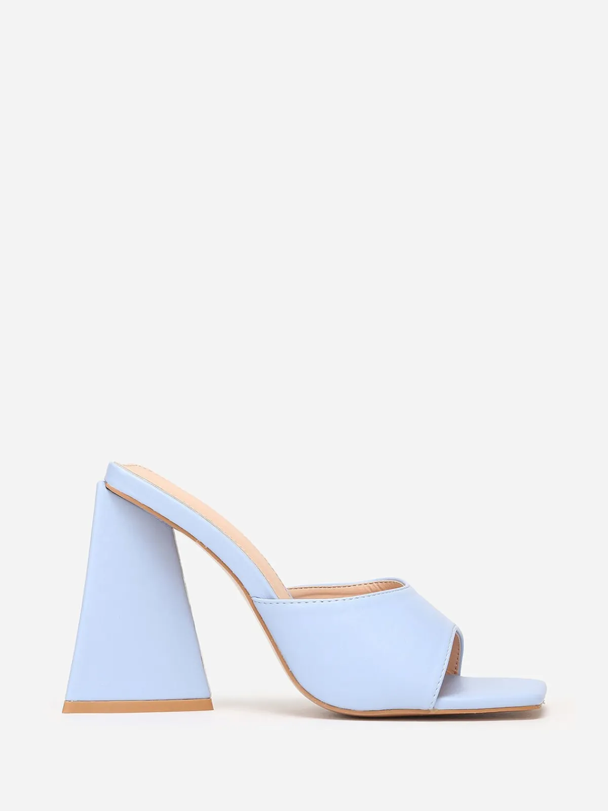 Outlet La Modeuse Mules en simili à large talon triangle BleuClair