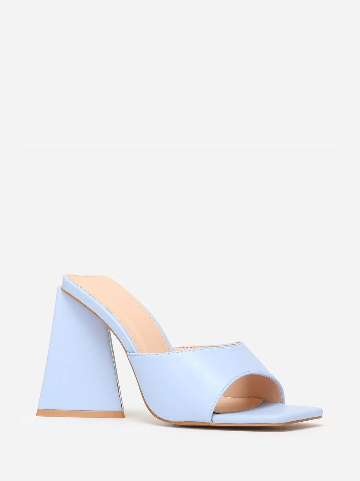 Outlet La Modeuse Mules en simili à large talon triangle BleuClair
