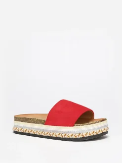 Online La Modeuse Mules  en suédine à plateforme ethnique Rouge