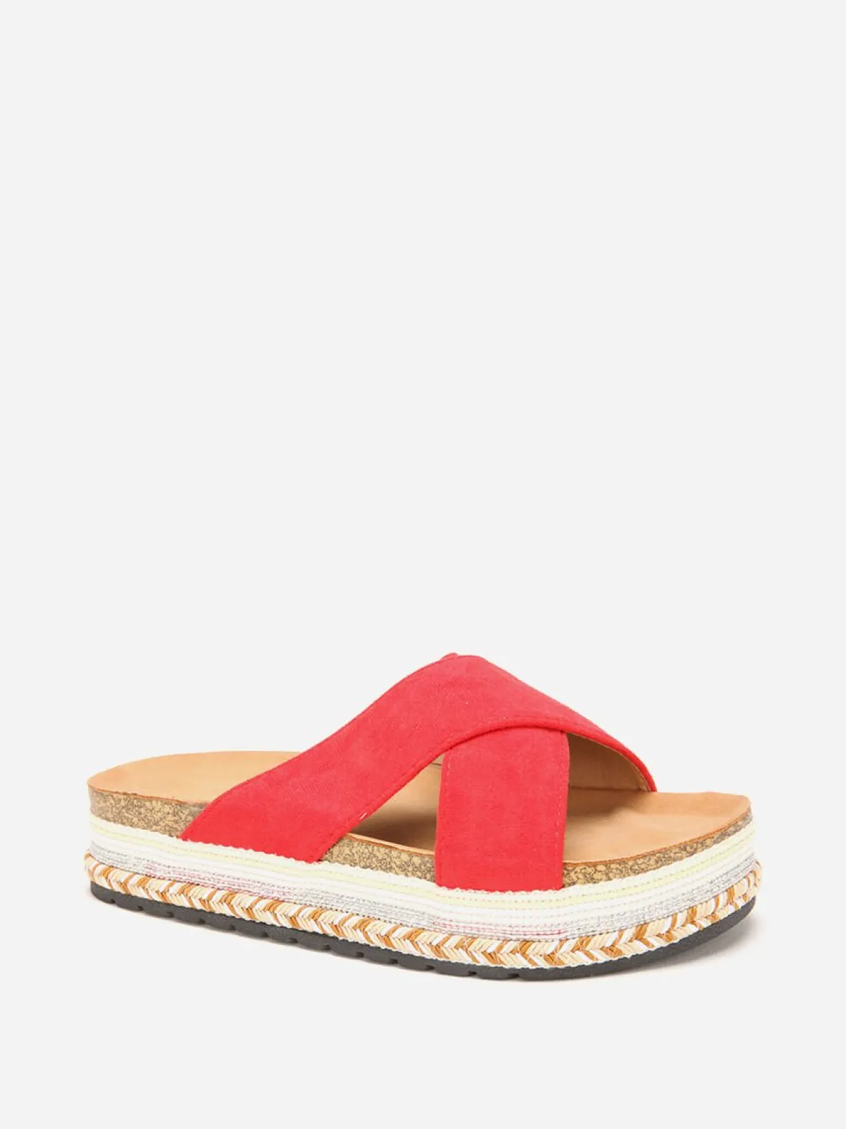 Outlet La Modeuse Mules en suédine à plateforme fantaisie Rouge