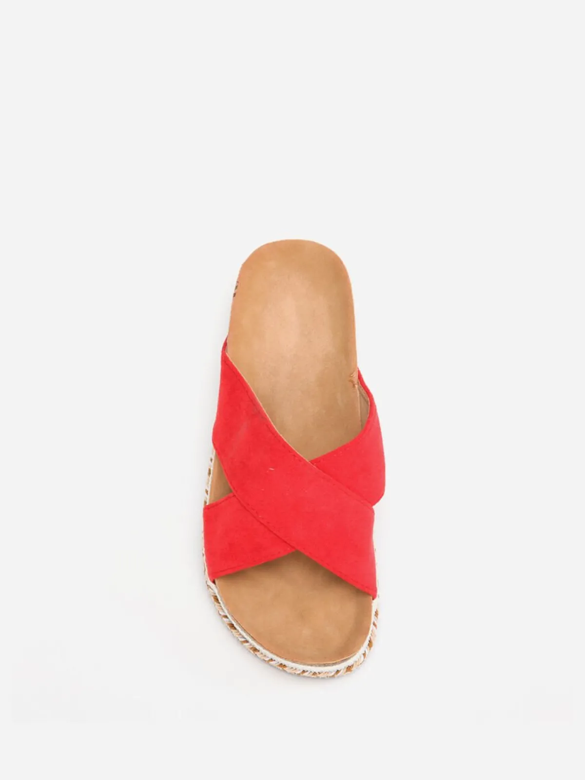 Outlet La Modeuse Mules en suédine à plateforme fantaisie Rouge