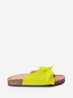 La Modeuse Mules fluo en tissu et noeud Jaune