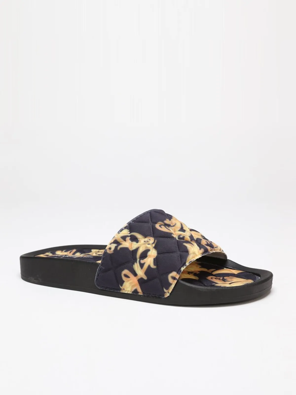 New La Modeuse Mules matelassées à imprimé baroque Noir