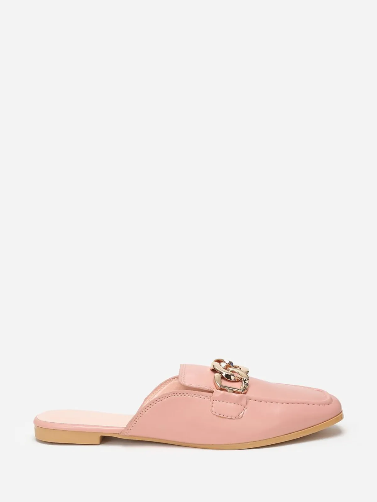 Sale La Modeuse Mules mocassins avec bride à maillons Rose