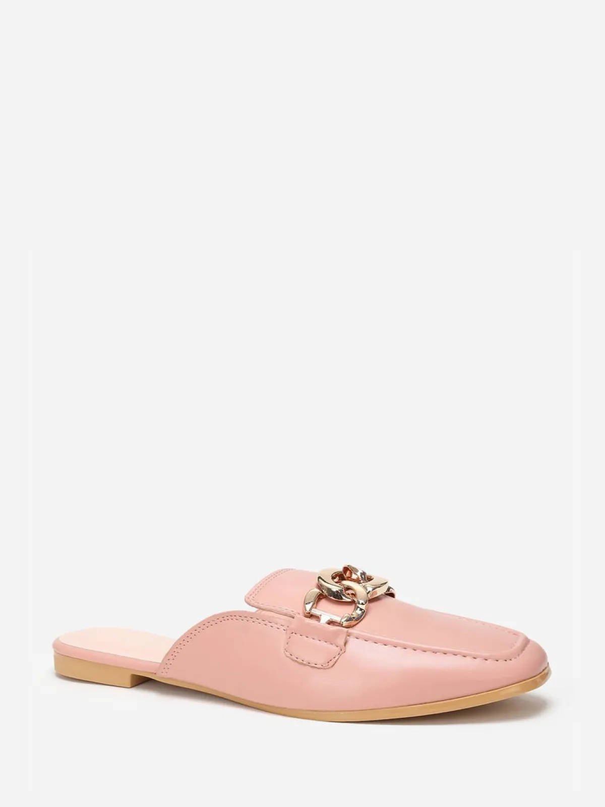 Sale La Modeuse Mules mocassins avec bride à maillons Rose