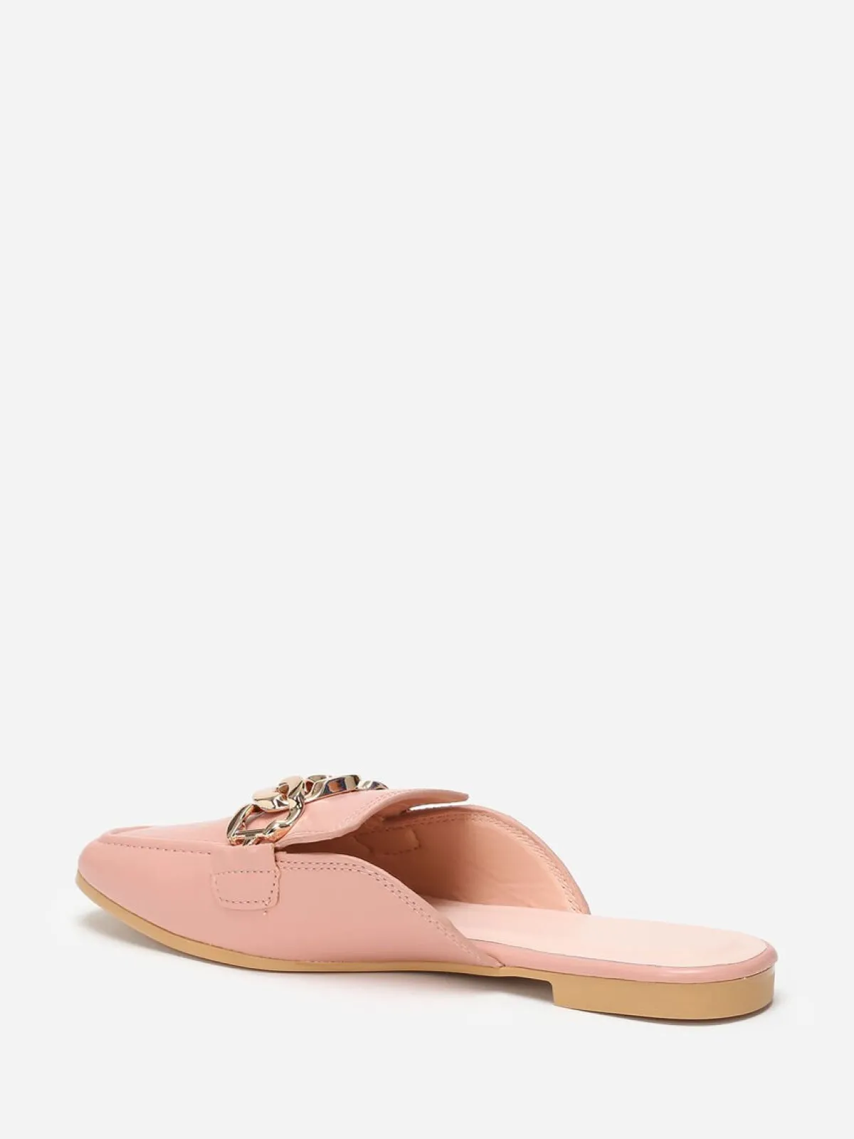 Sale La Modeuse Mules mocassins avec bride à maillons Rose