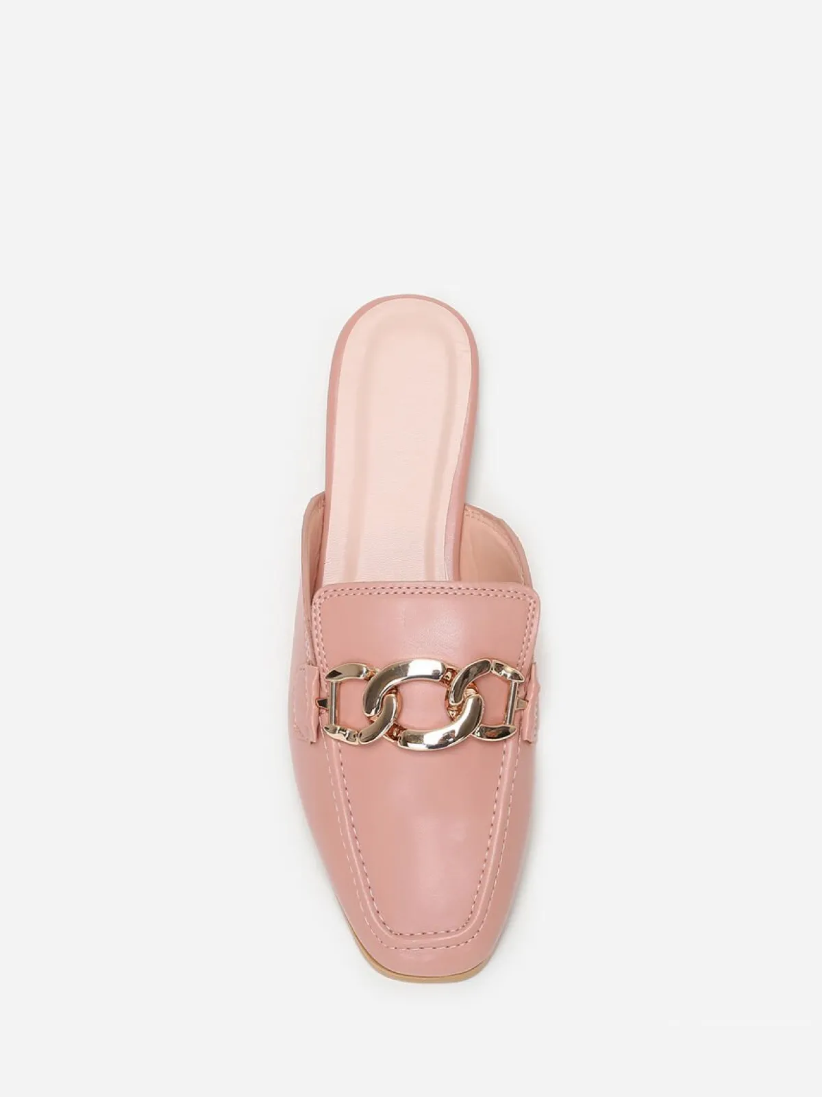 Sale La Modeuse Mules mocassins avec bride à maillons Rose