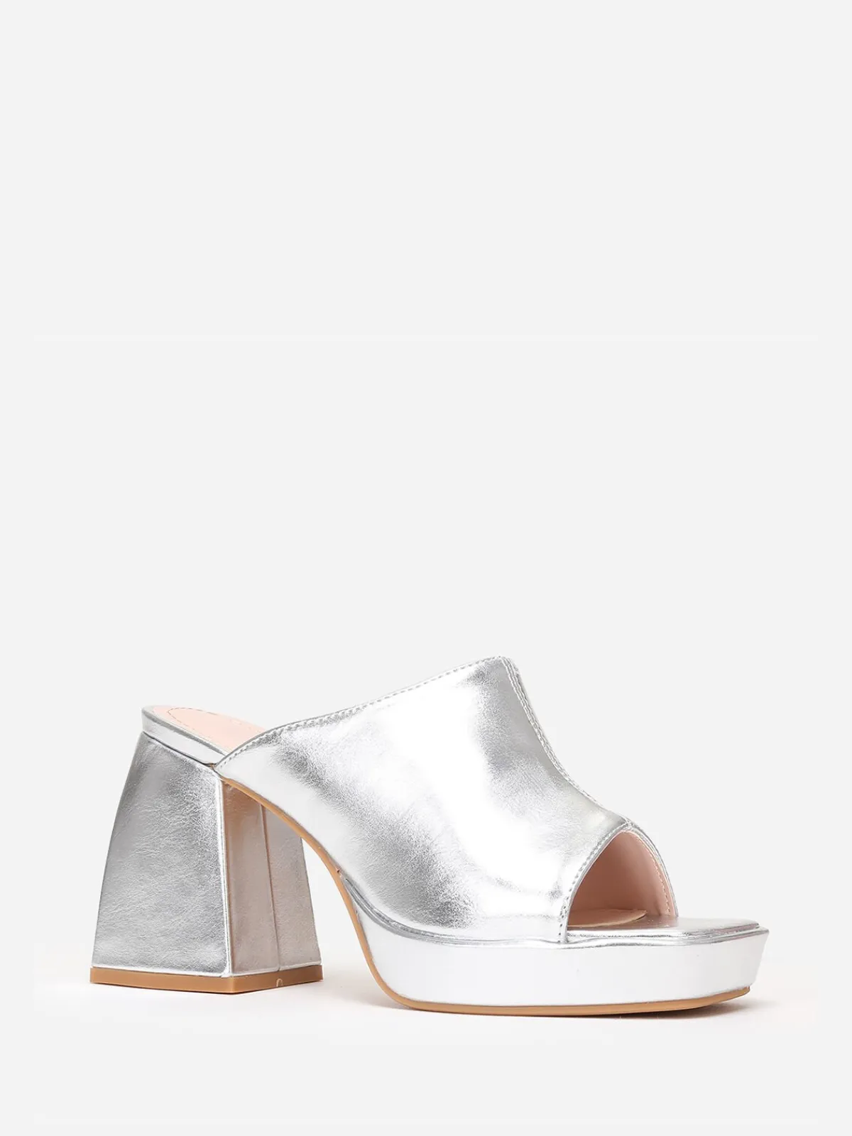 Clearance La Modeuse Mules plateformes à talon trapèze Argenté