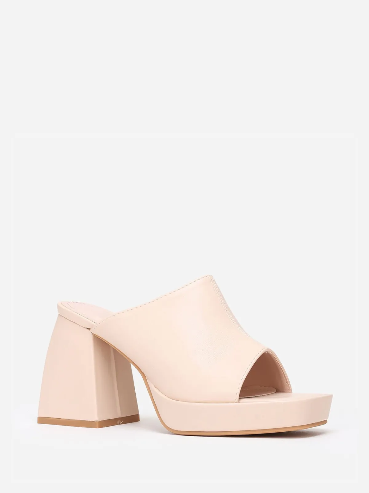 Best La Modeuse Mules plateformes à talon trapèze Beige