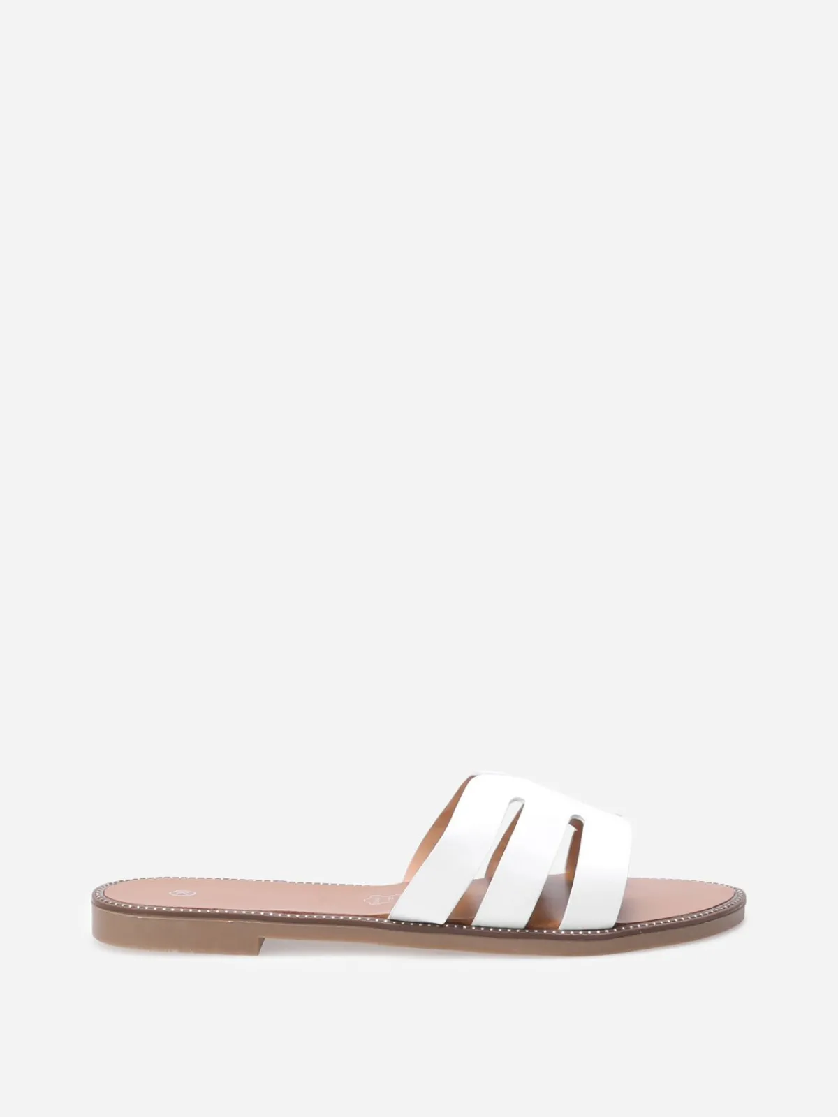 Clearance La Modeuse Mules plates à bride ajourée et clous Blanc