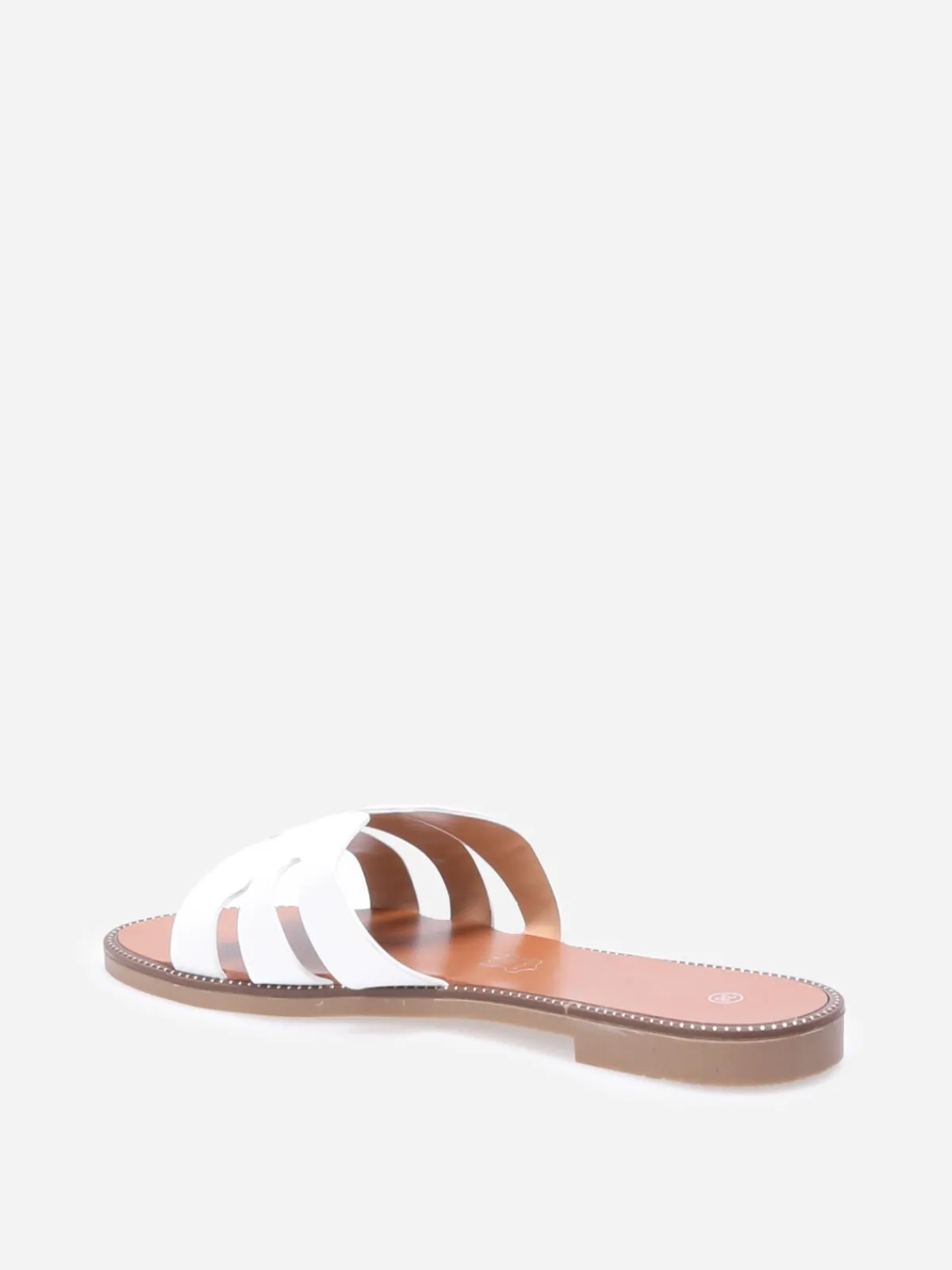 Clearance La Modeuse Mules plates à bride ajourée et clous Blanc