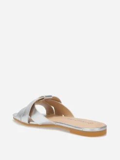 Discount La Modeuse Mules plates à brides entrecroisées Argenté