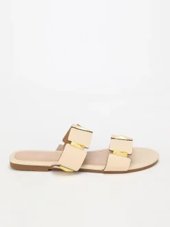 Sale La Modeuse Mules plates  à brides et détails  grandes tailles Beige
