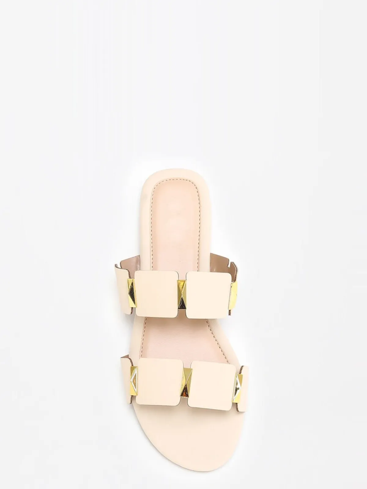 Sale La Modeuse Mules plates à brides et détails grandes tailles Beige