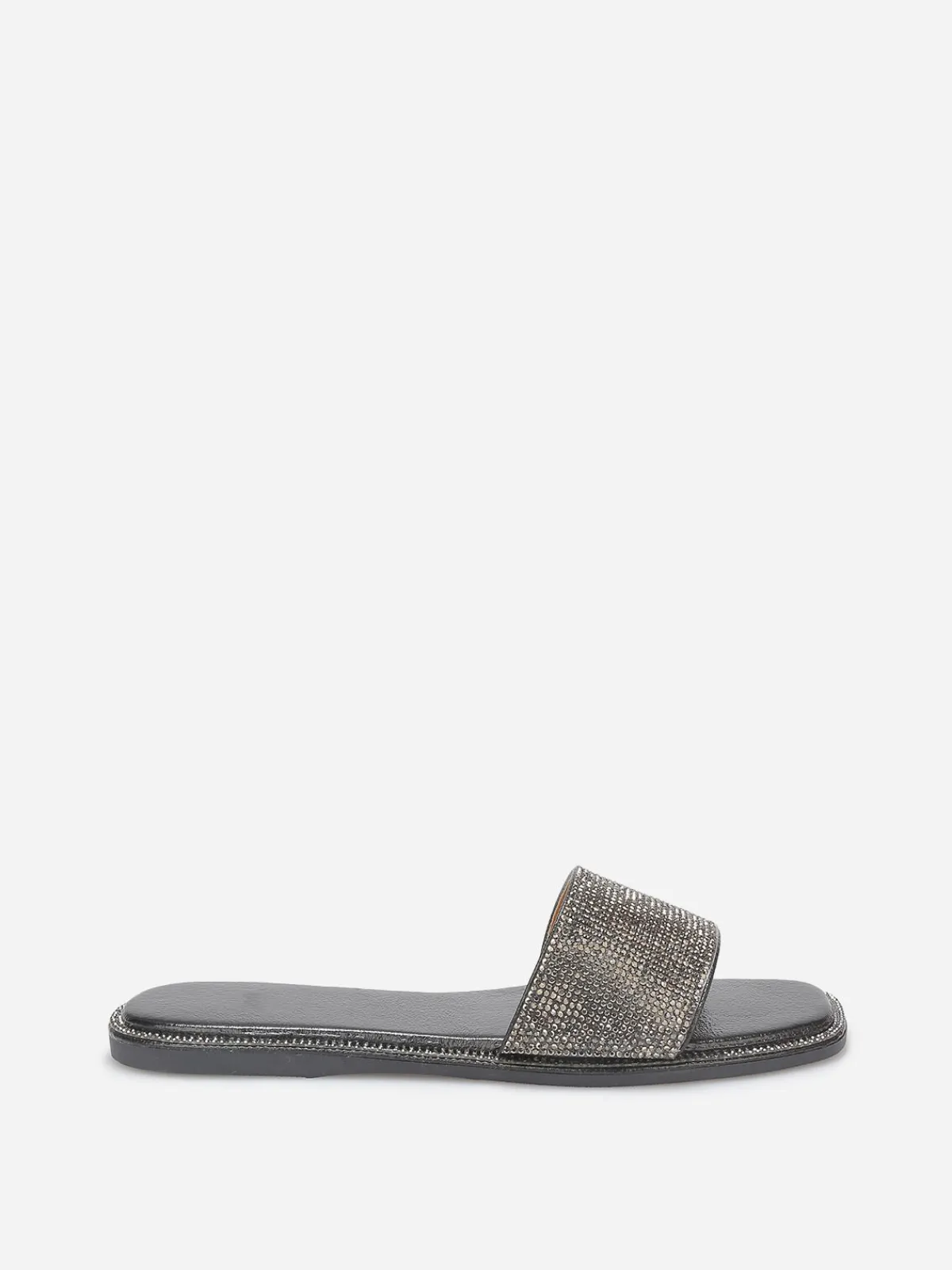 Outlet La Modeuse Mules plates à strass Noir