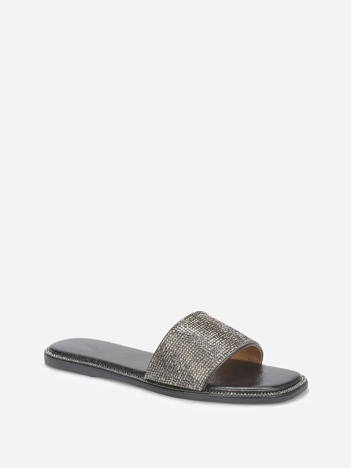 Outlet La Modeuse Mules plates à strass Noir