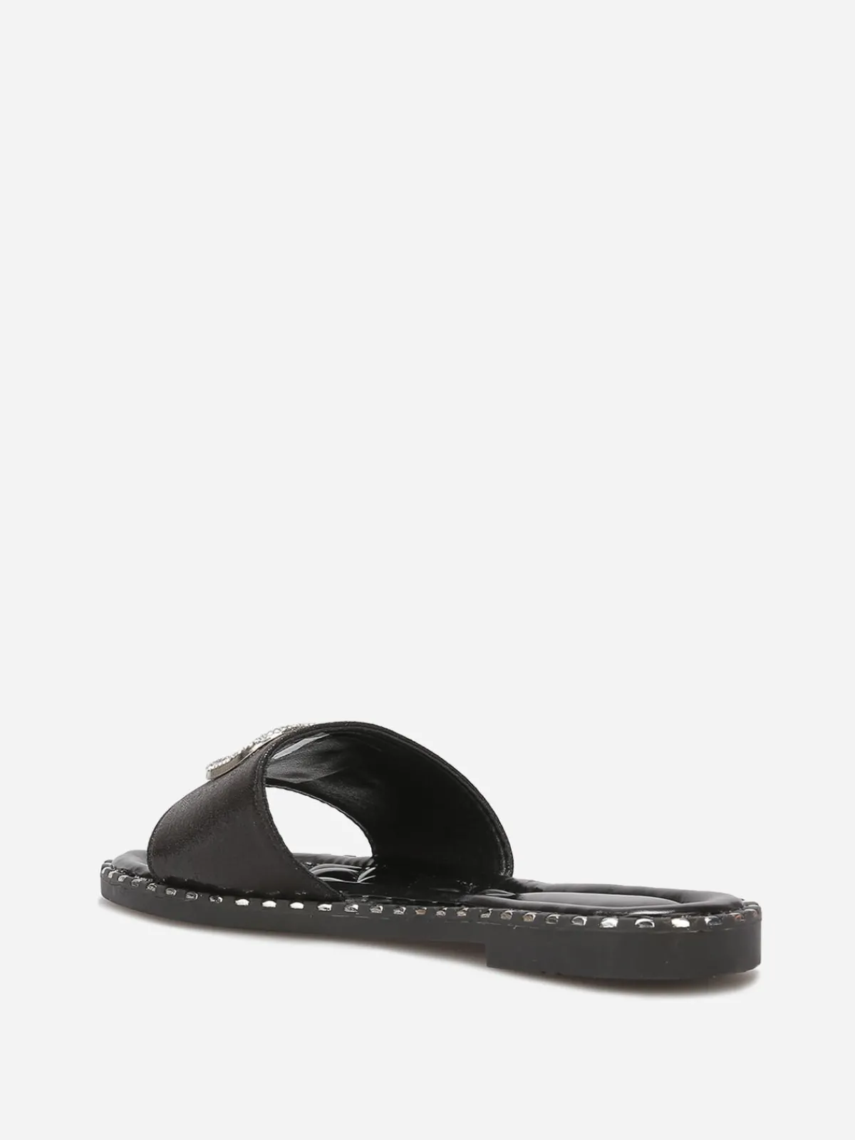 Hot La Modeuse Mules plates à strass et clous Noir