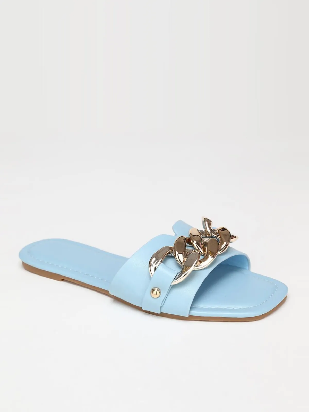 Discount La Modeuse Mules plates avec chaîne Bleu
