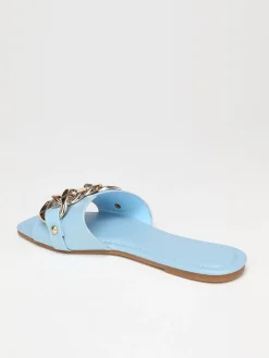 Discount La Modeuse Mules plates avec chaîne Bleu
