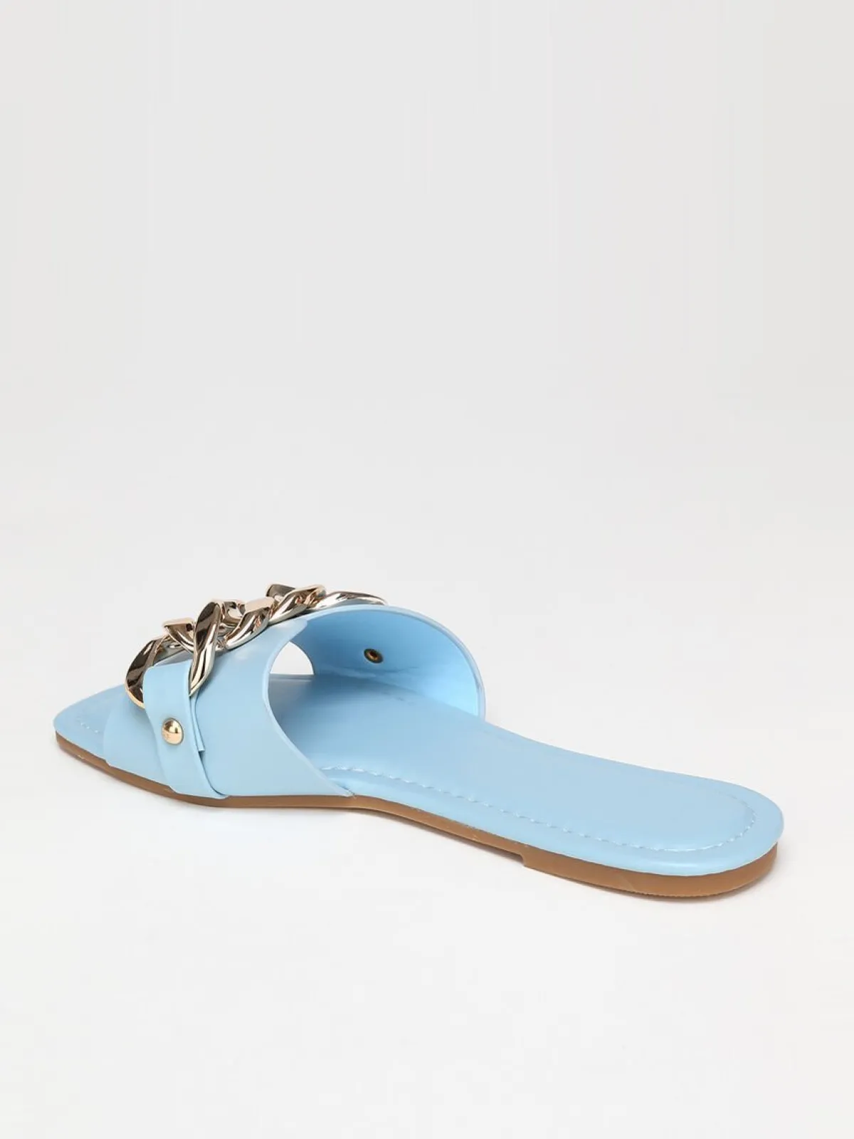 Discount La Modeuse Mules plates avec chaîne Bleu