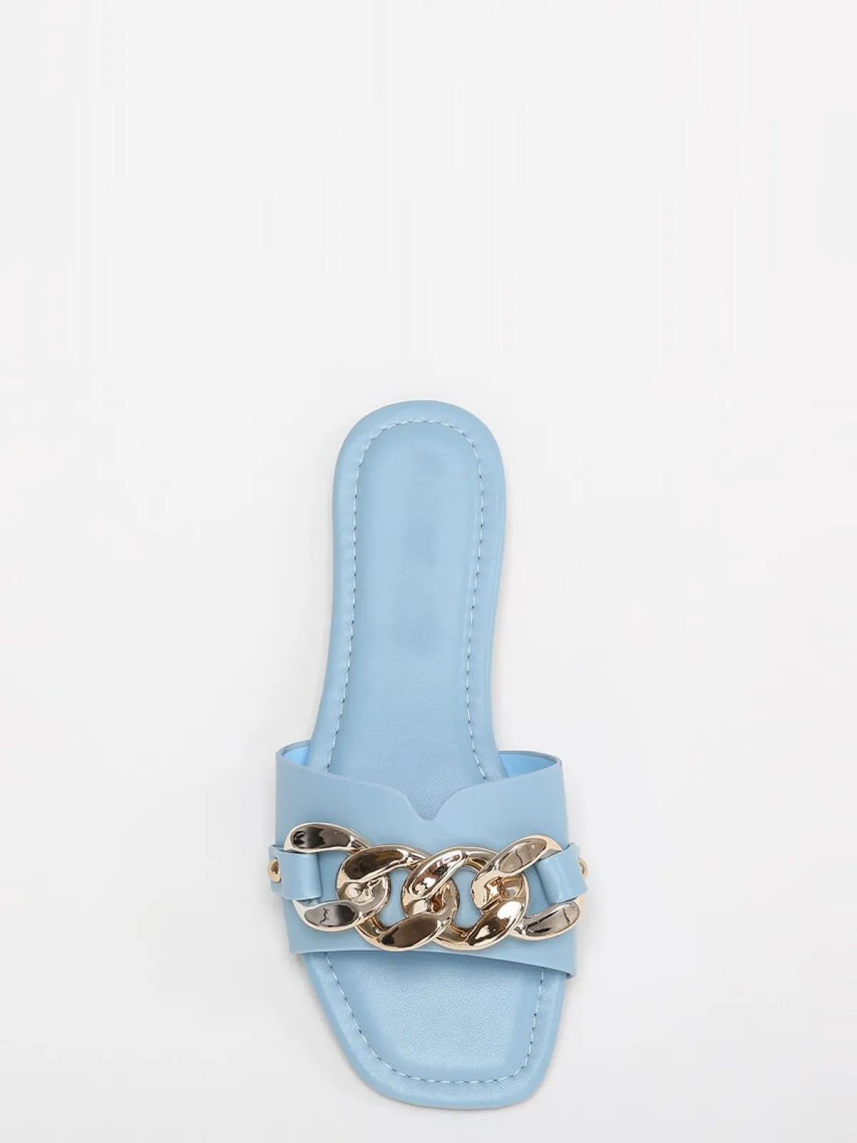 Discount La Modeuse Mules plates avec chaîne Bleu