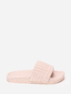 Outlet La Modeuse Mules plates en tissu éponge Beige