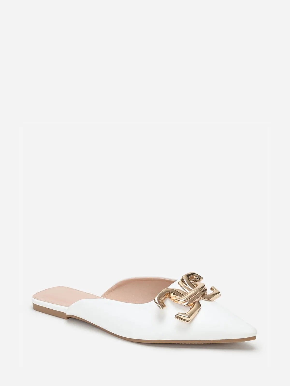 Outlet La Modeuse Mules pointues à boucle Blanc