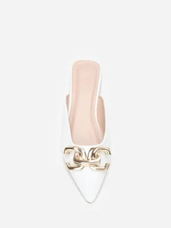 Outlet La Modeuse Mules pointues à boucle Blanc