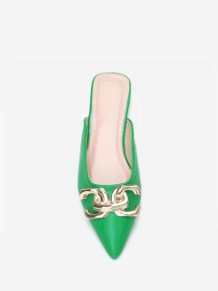 Discount La Modeuse Mules pointues à boucle Vert
