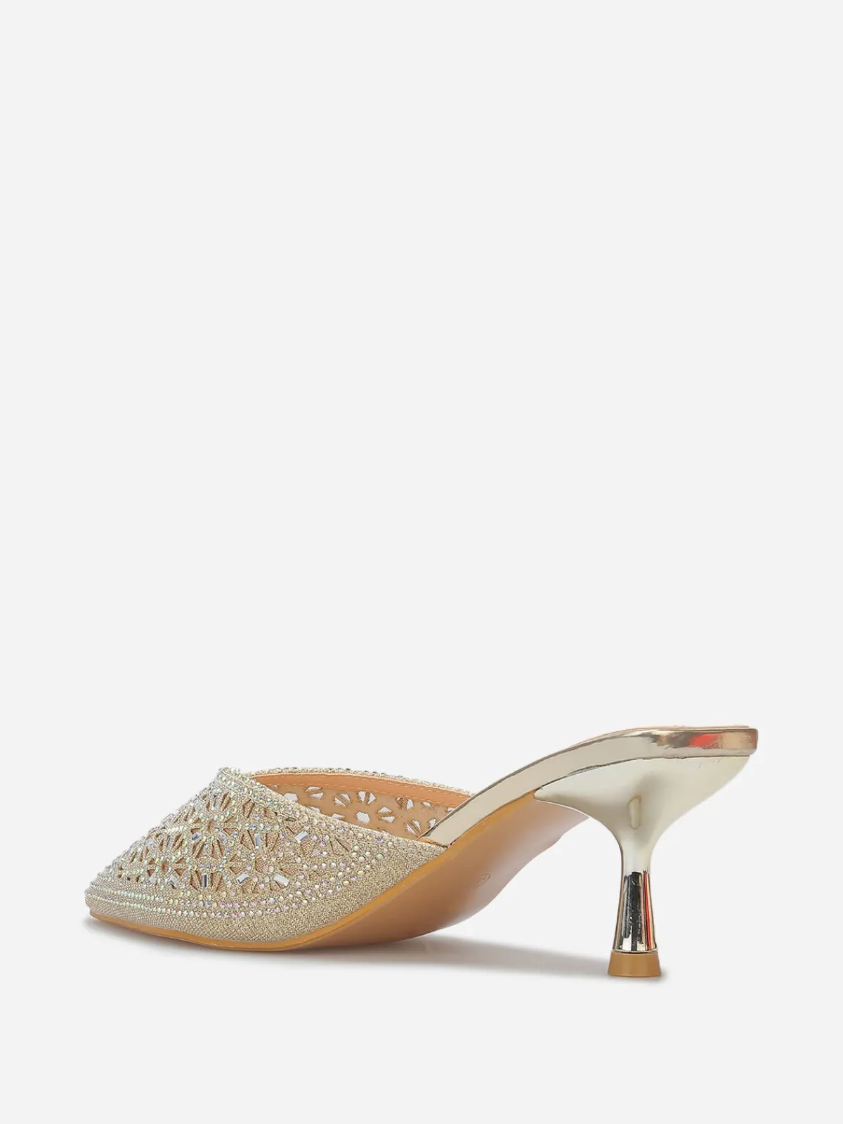 La Modeuse Mules pointues et ajourées à strass Doré