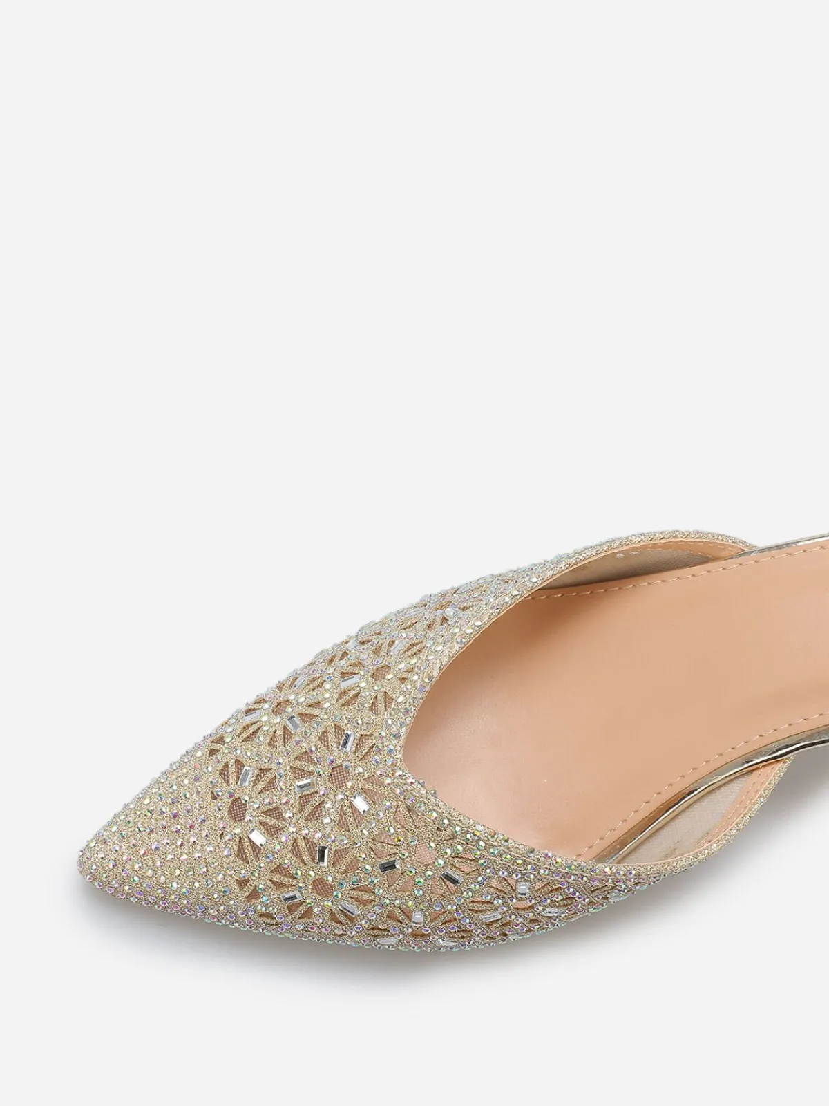 La Modeuse Mules pointues et ajourées à strass Doré