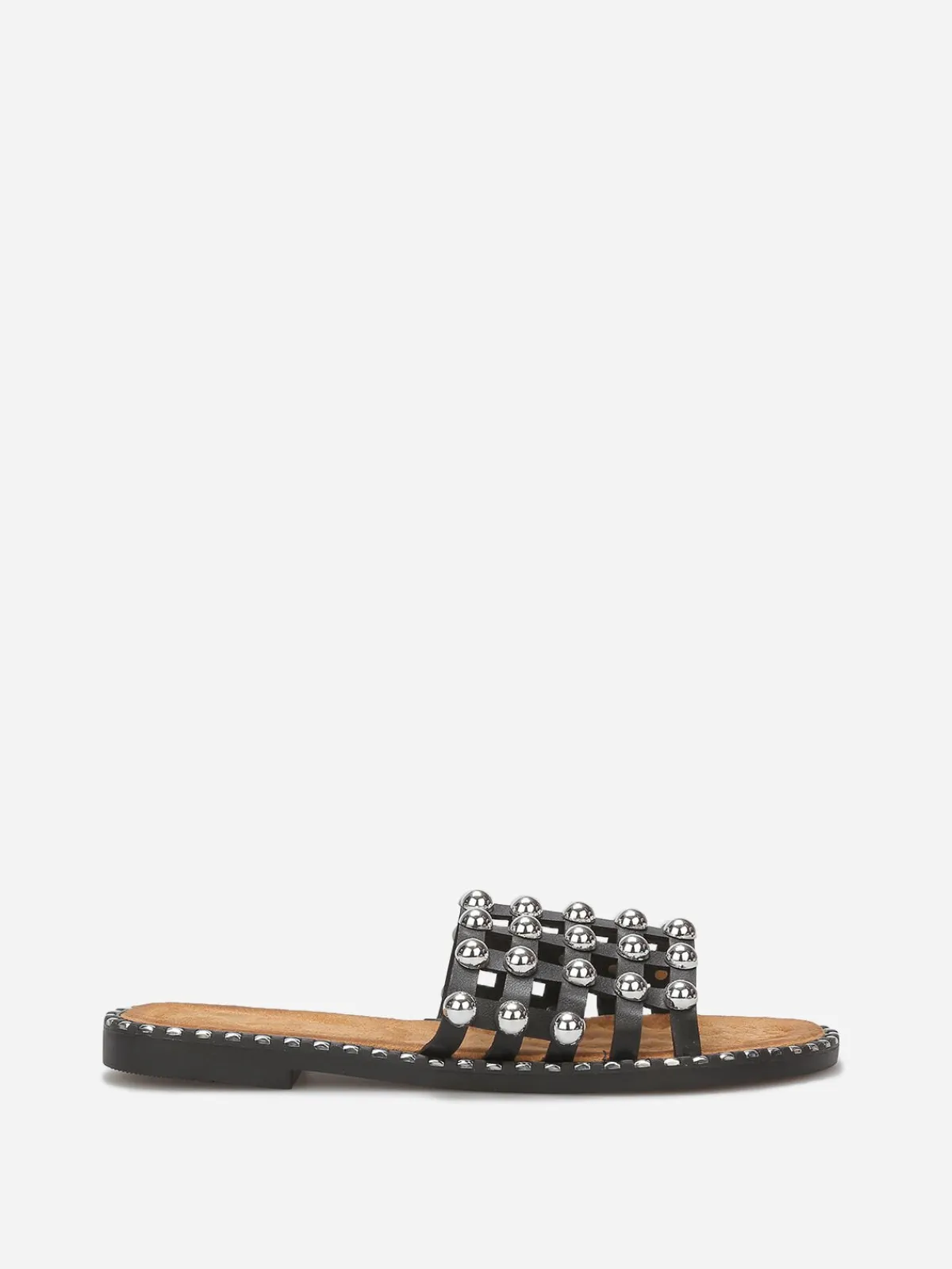 La Modeuse Mules quadrillées à clous Noir