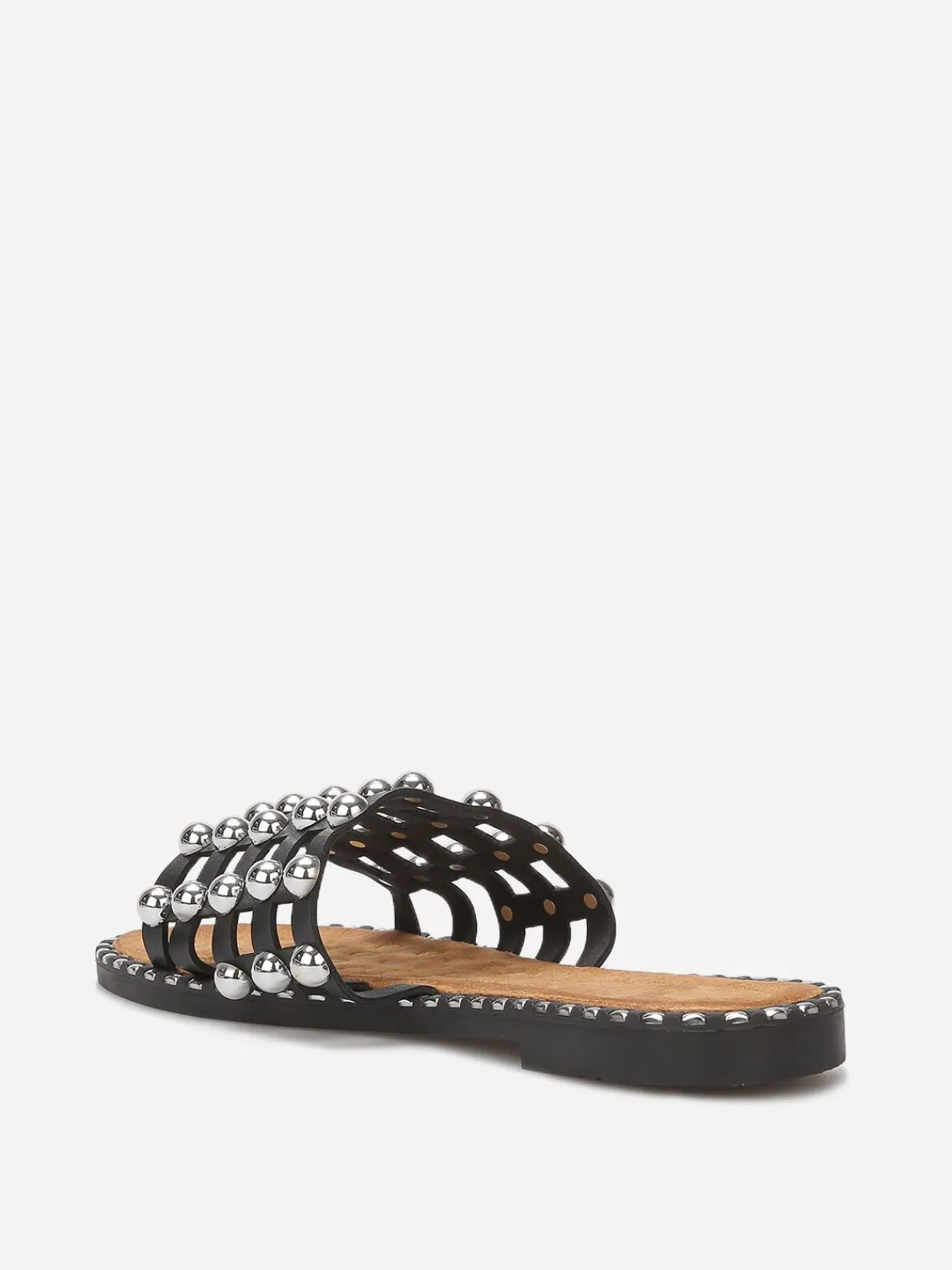 La Modeuse Mules quadrillées à clous Noir