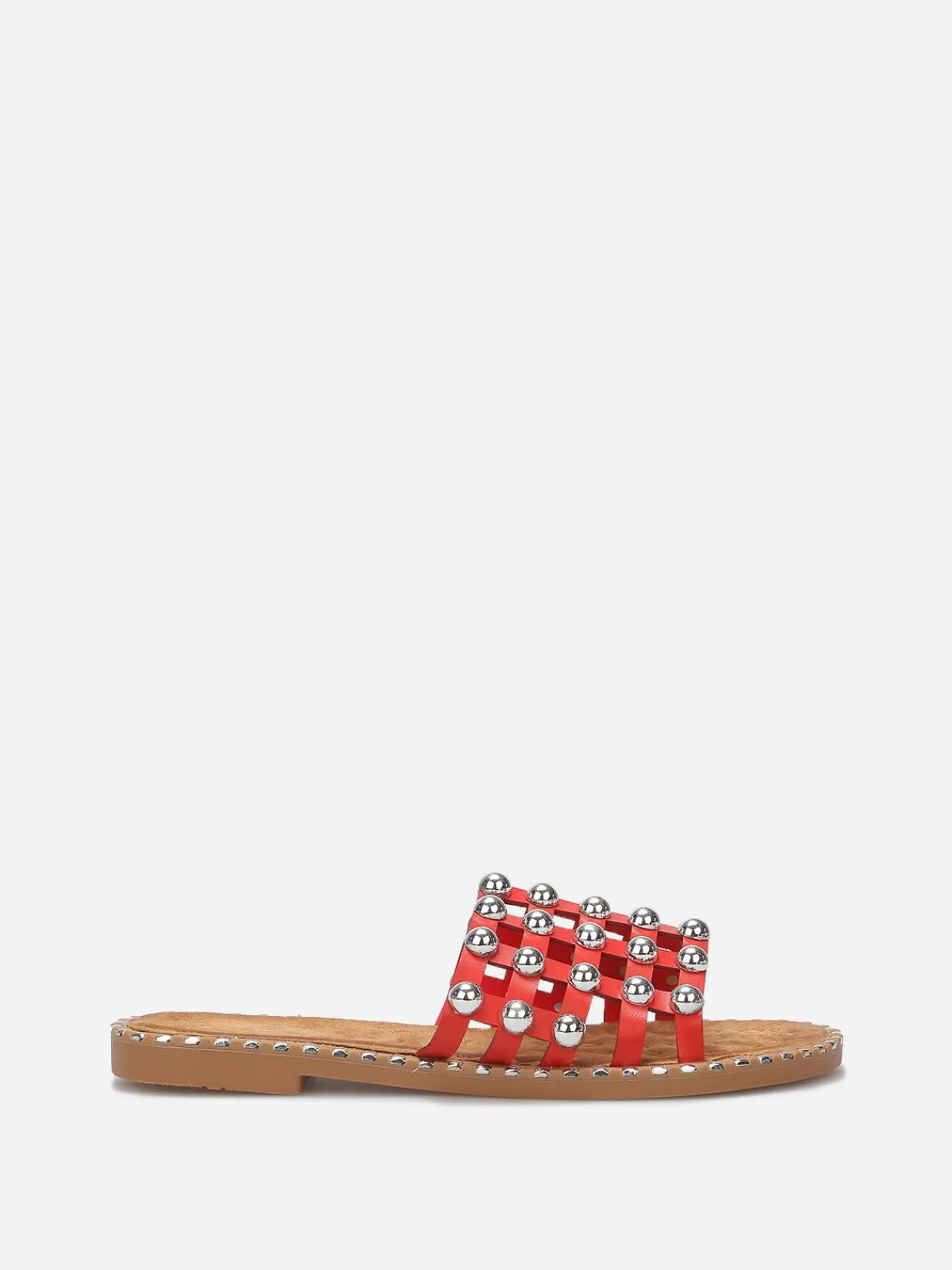 Discount La Modeuse Mules quadrillées à clous Rouge