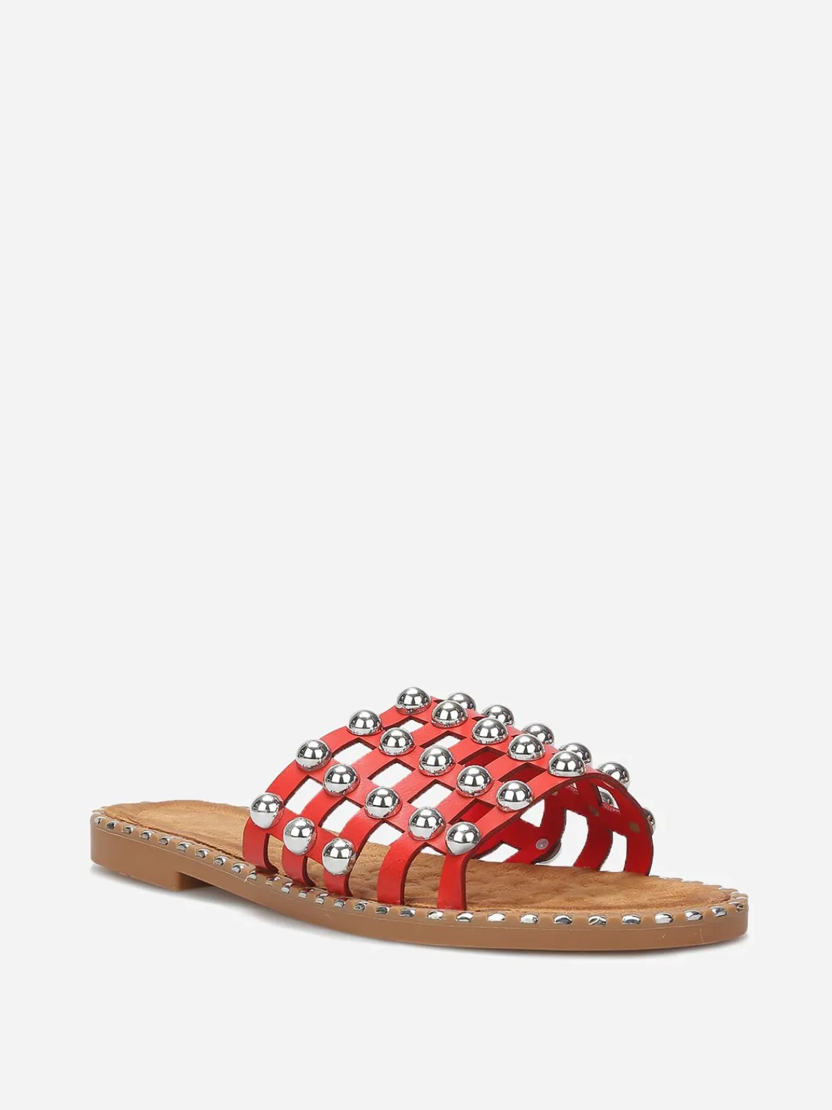 Discount La Modeuse Mules quadrillées à clous Rouge