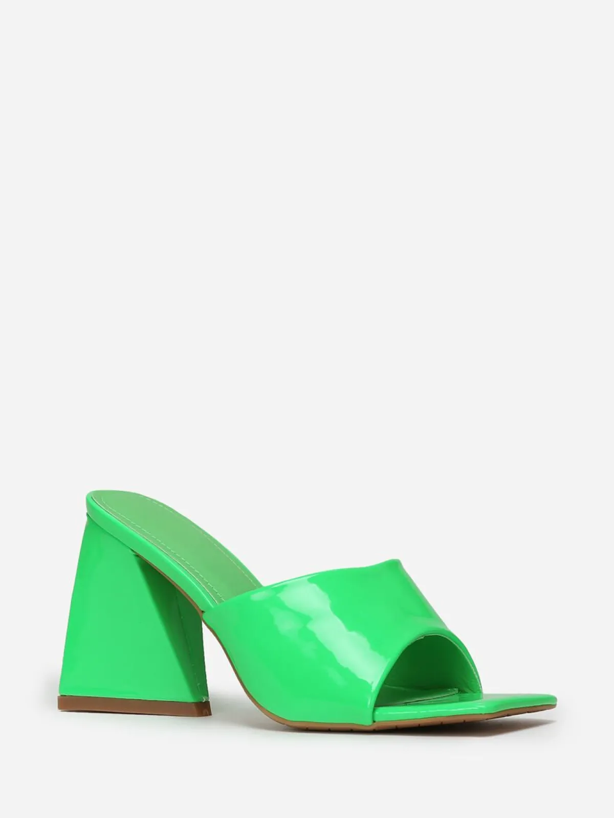 Hot La Modeuse Mules vernies fluo à talon en triangle Vert