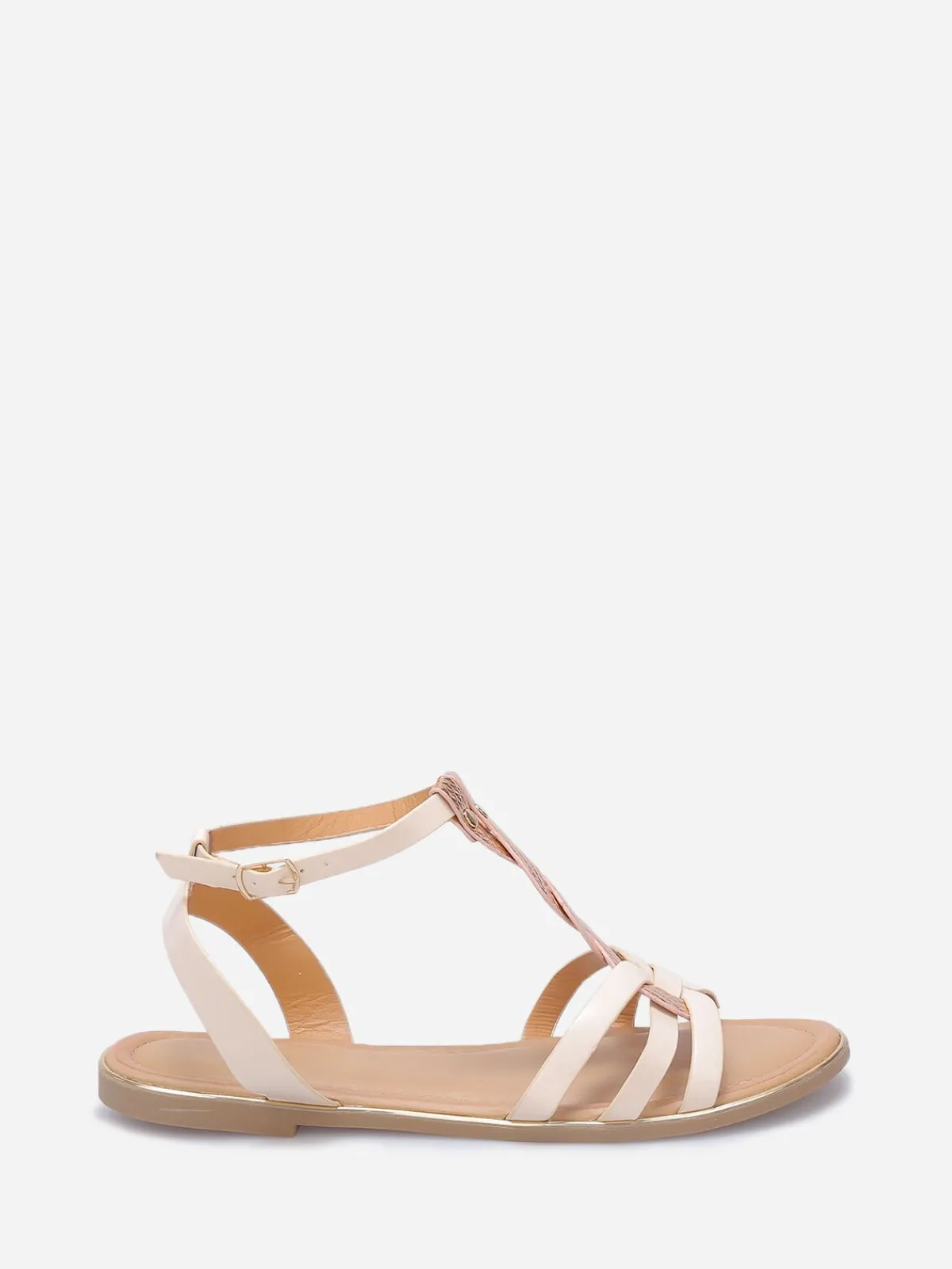 Hot La Modeuse Nu-pieds à brides tressées style écailles Beige