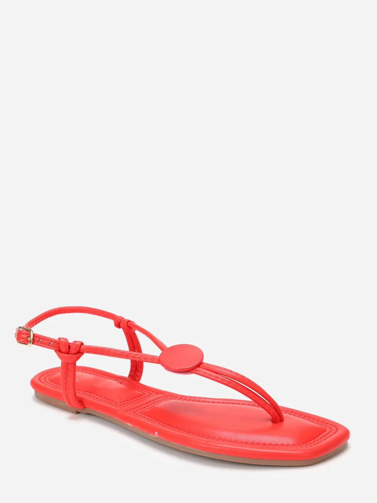 Online La Modeuse Nu-pieds à empiècement rond Rouge