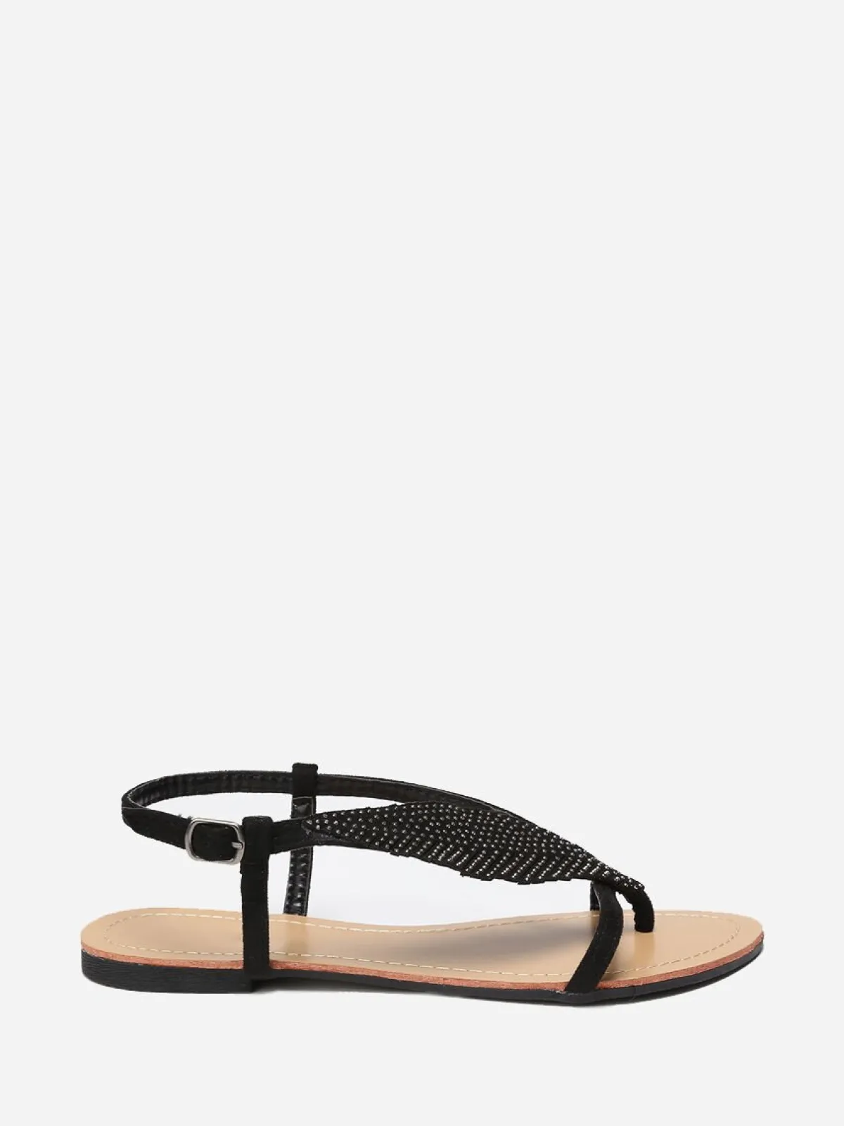 Online La Modeuse Nu-pieds à feuille en strass Noir