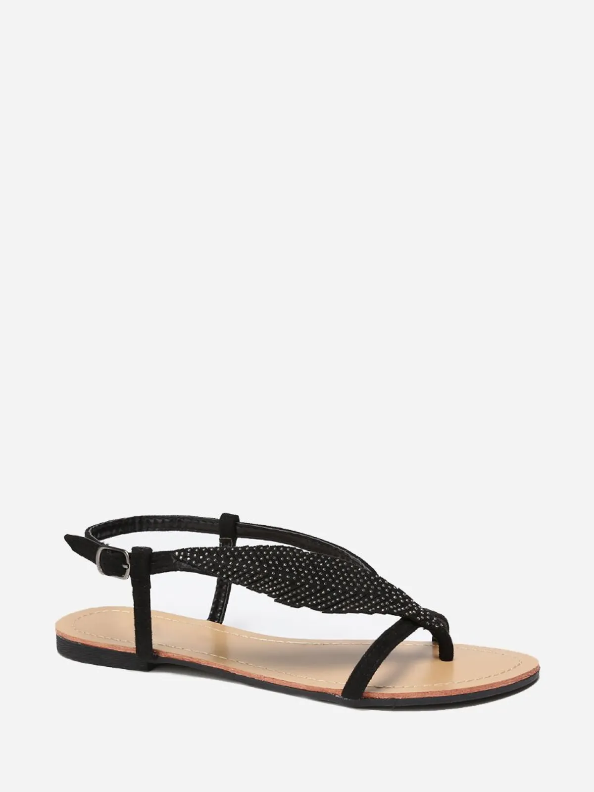 Online La Modeuse Nu-pieds à feuille en strass Noir