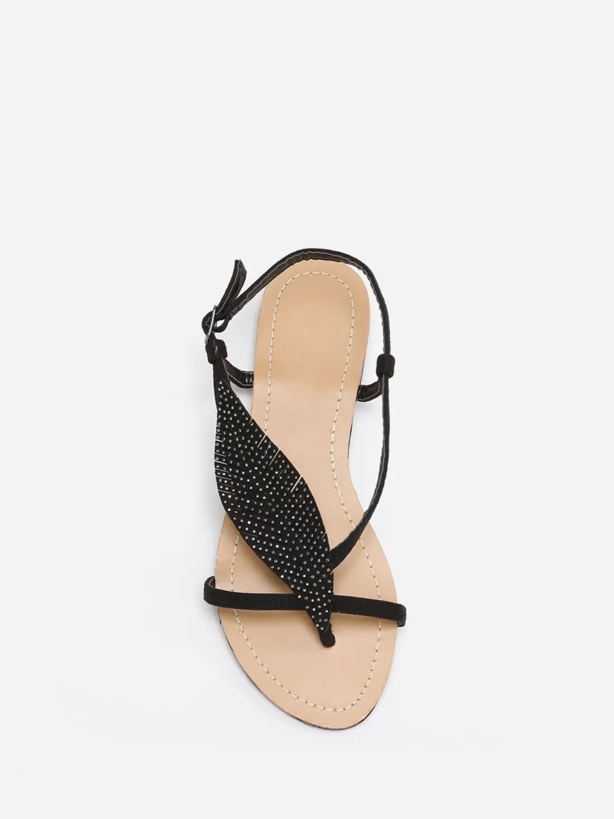 Online La Modeuse Nu-pieds à feuille en strass Noir
