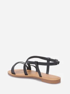 Outlet La Modeuse Nu-pieds à multiples brides Noir