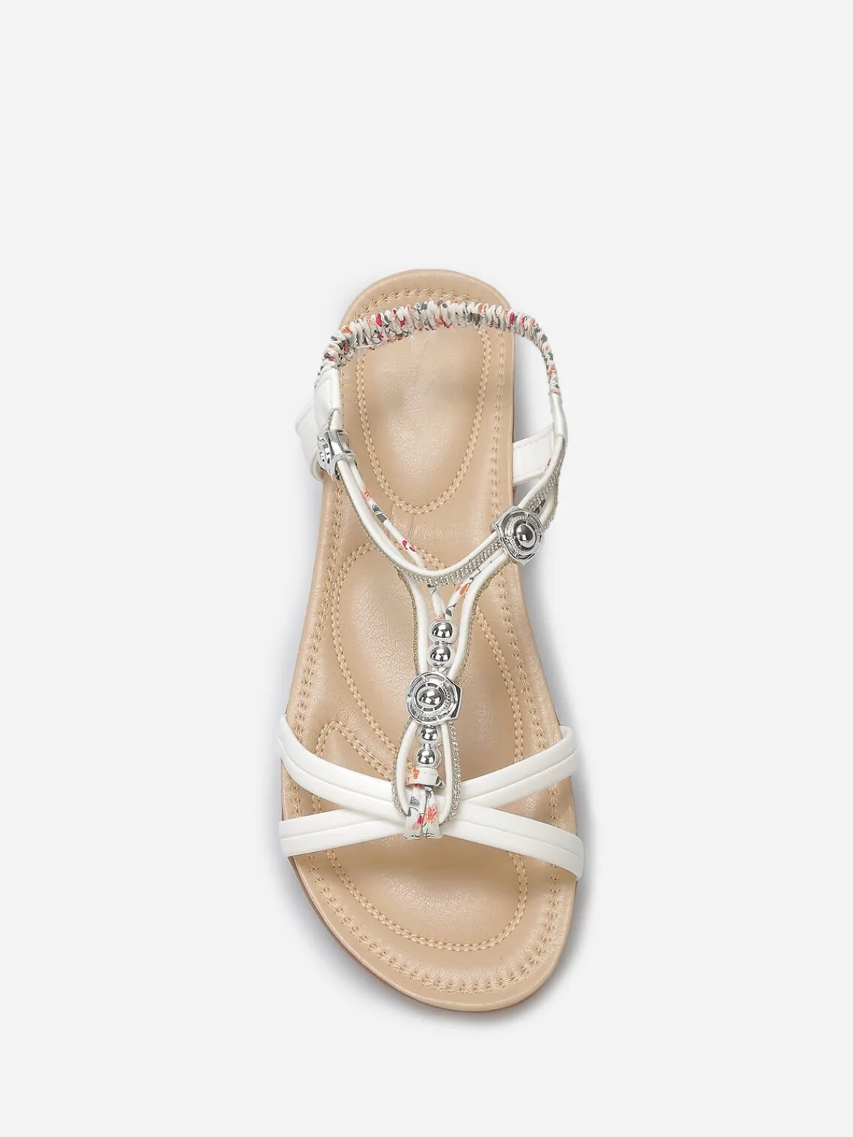 La Modeuse Nu-pieds à perles et strass grandes tailles Blanc