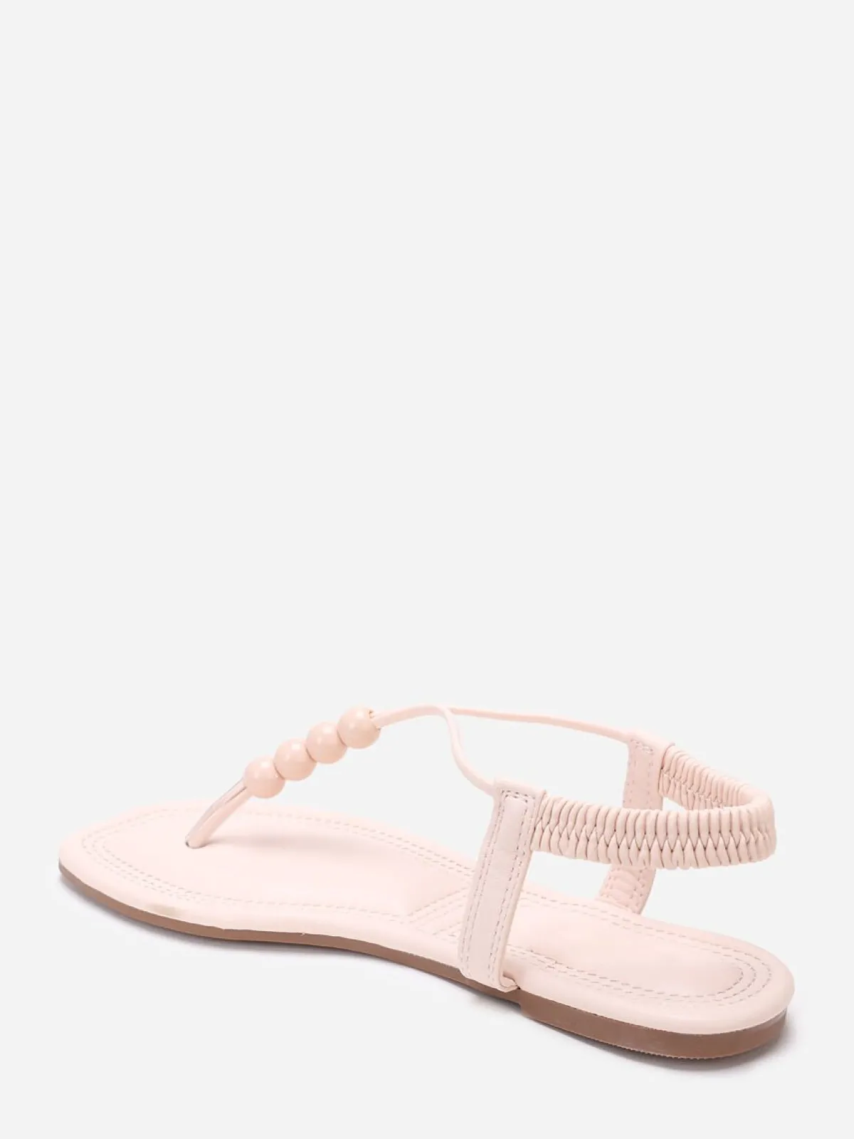 Discount La Modeuse Nu-pieds carrés à perles Beige