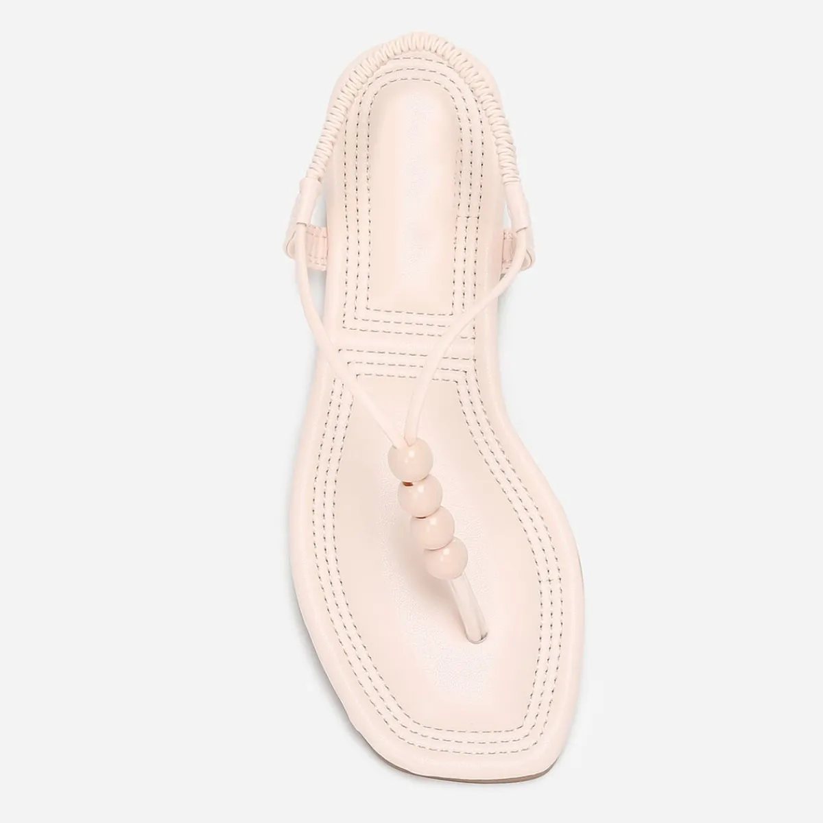 Discount La Modeuse Nu-pieds carrés à perles Beige