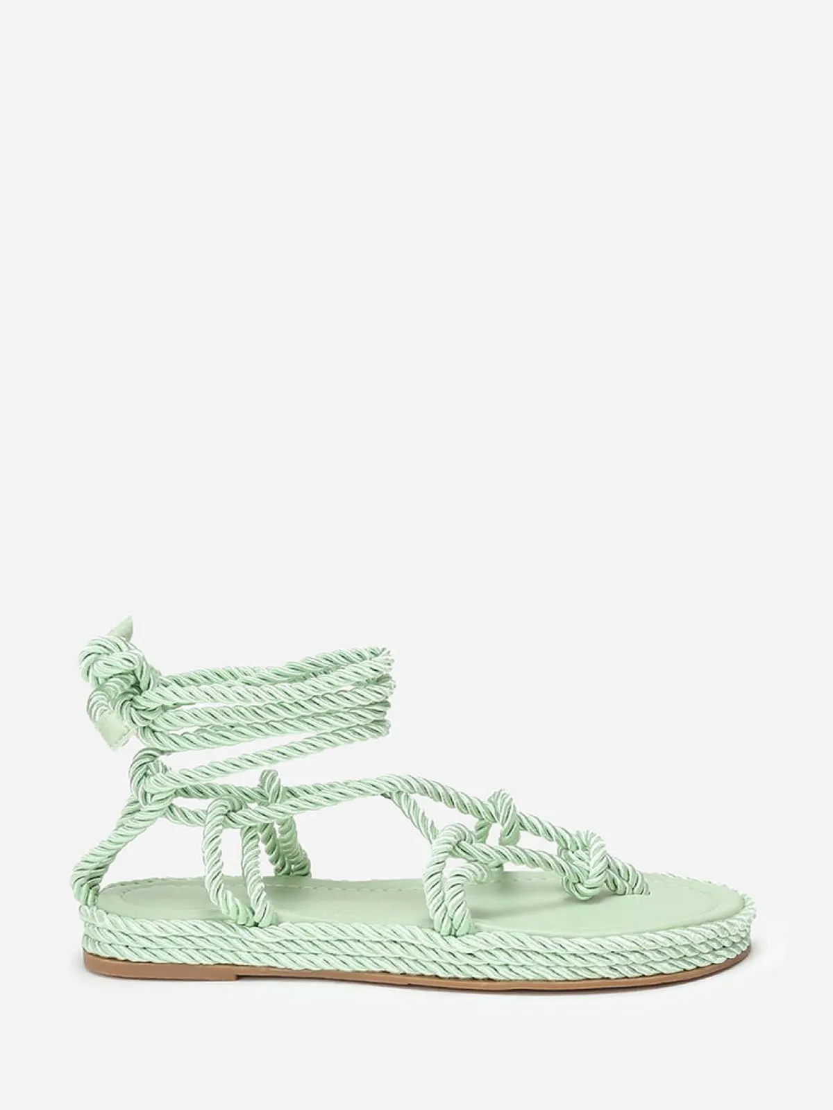 Sale La Modeuse Nu-pieds en corde tressée à fine plateforme Vert