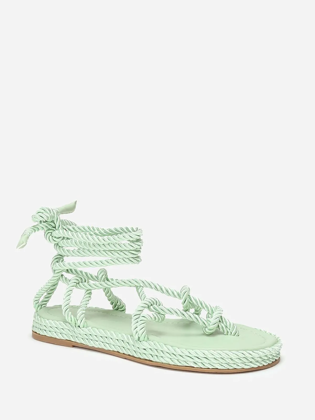 Sale La Modeuse Nu-pieds en corde tressée à fine plateforme Vert