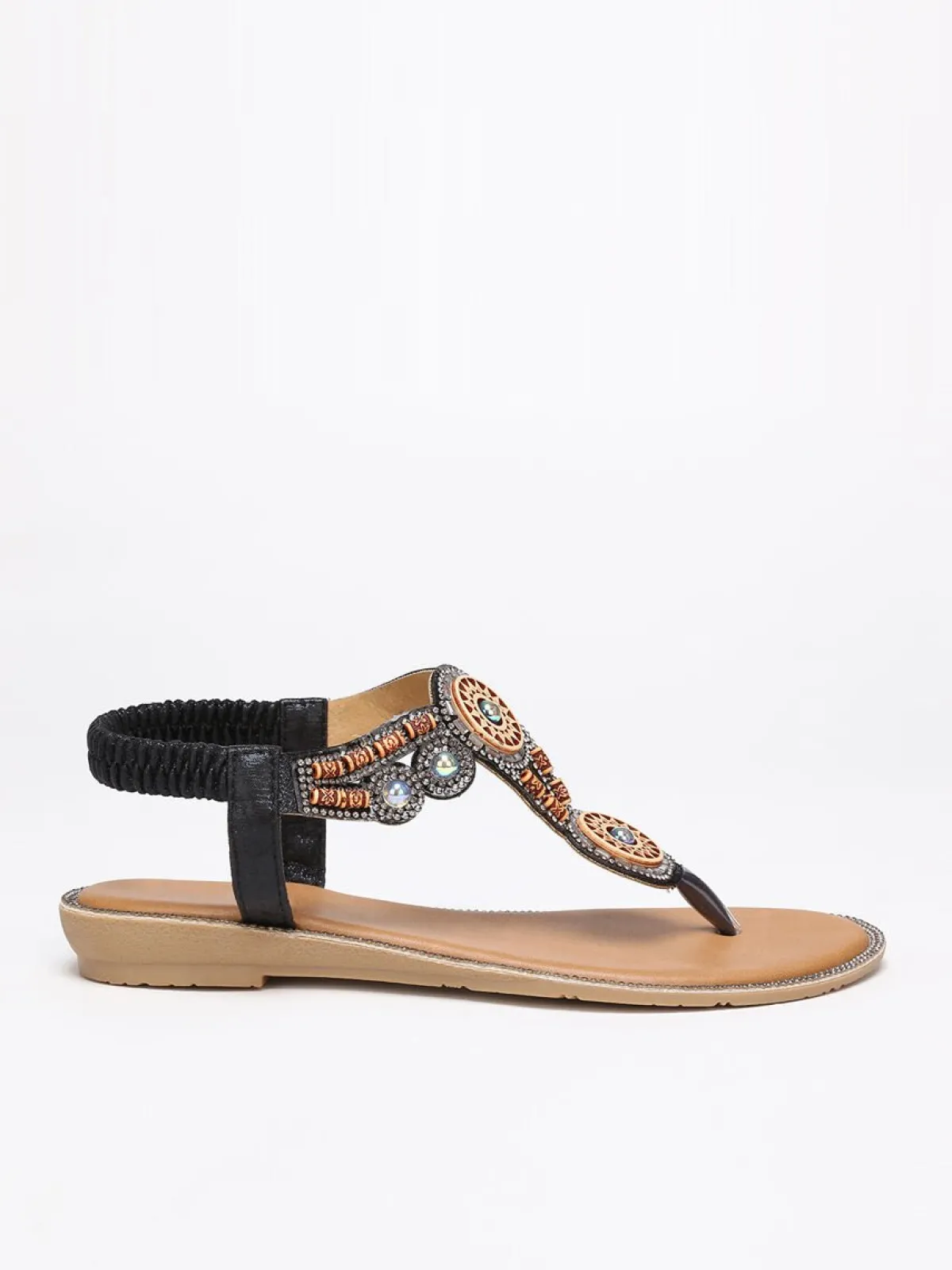 Clearance La Modeuse Nu-pieds scintillant style bohème Noir