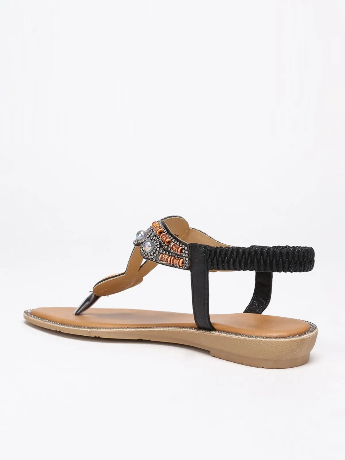 Clearance La Modeuse Nu-pieds scintillant style bohème Noir